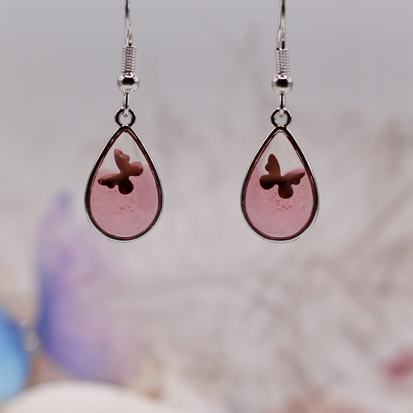 Oorbellen Sun-Kissed roze vlinder