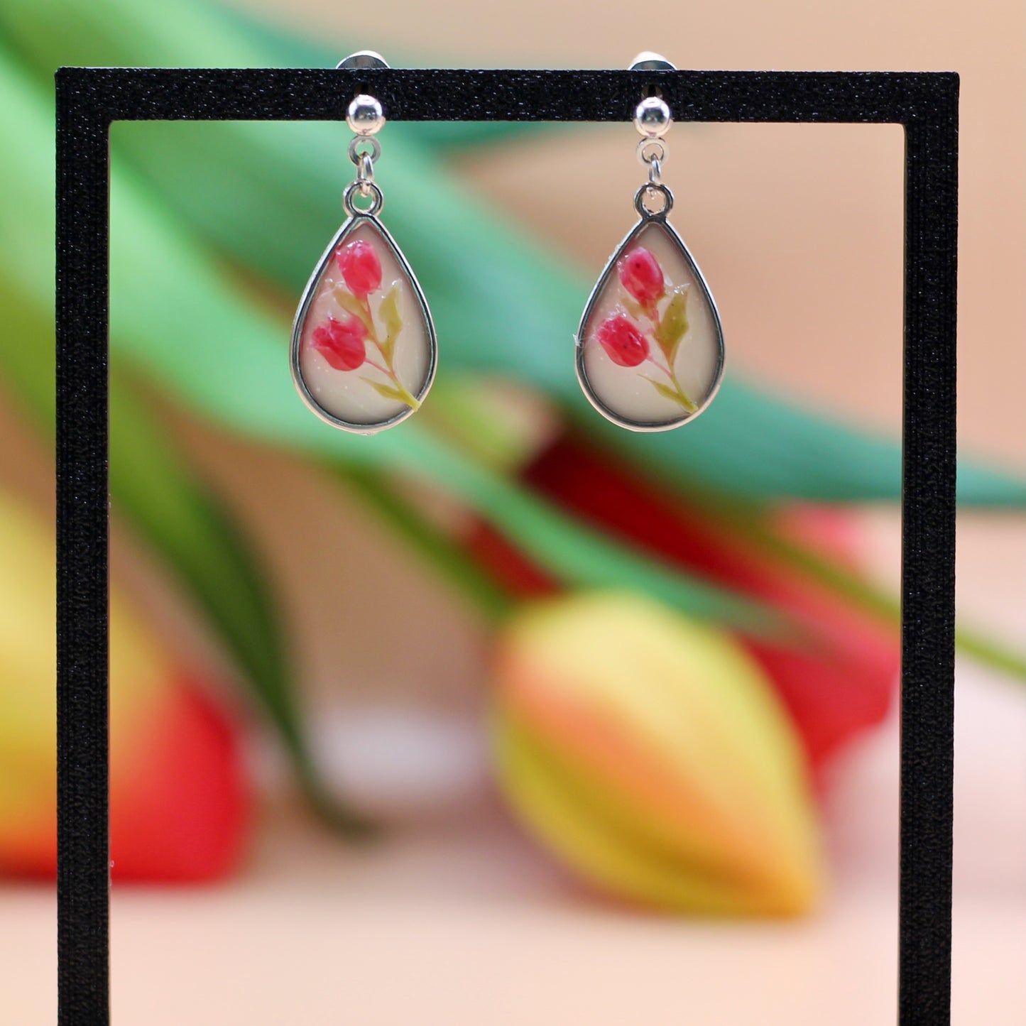 Oorbellen rode tulpen