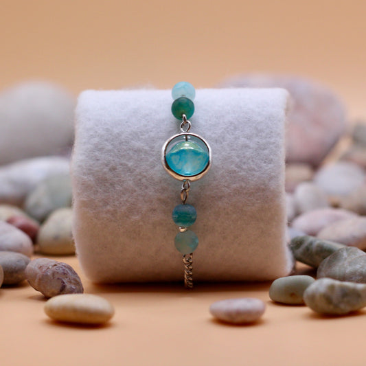 Armband Sun-Kissed 'Blue Lagoon' met agaat