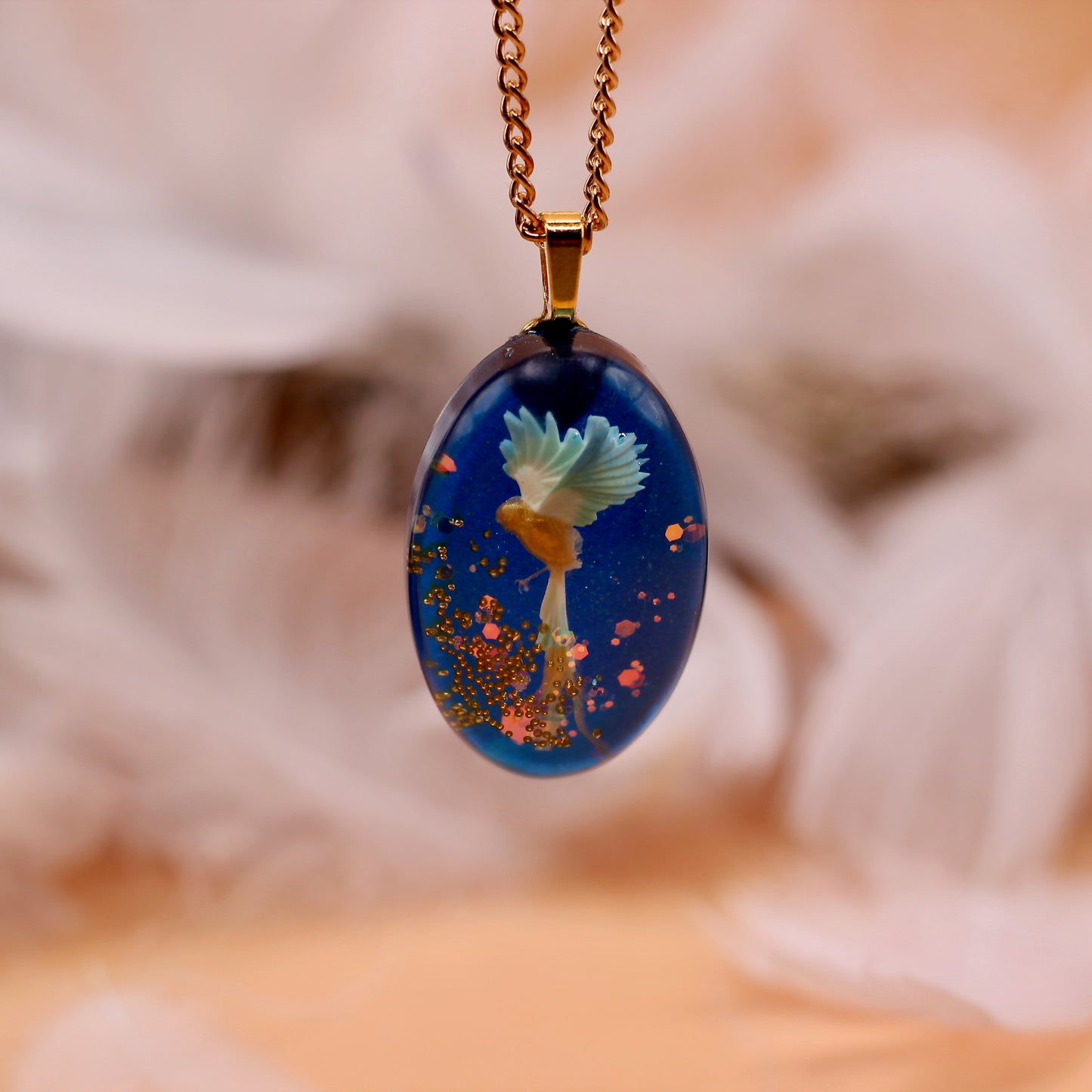 Ketting vuurvogel blauw goud