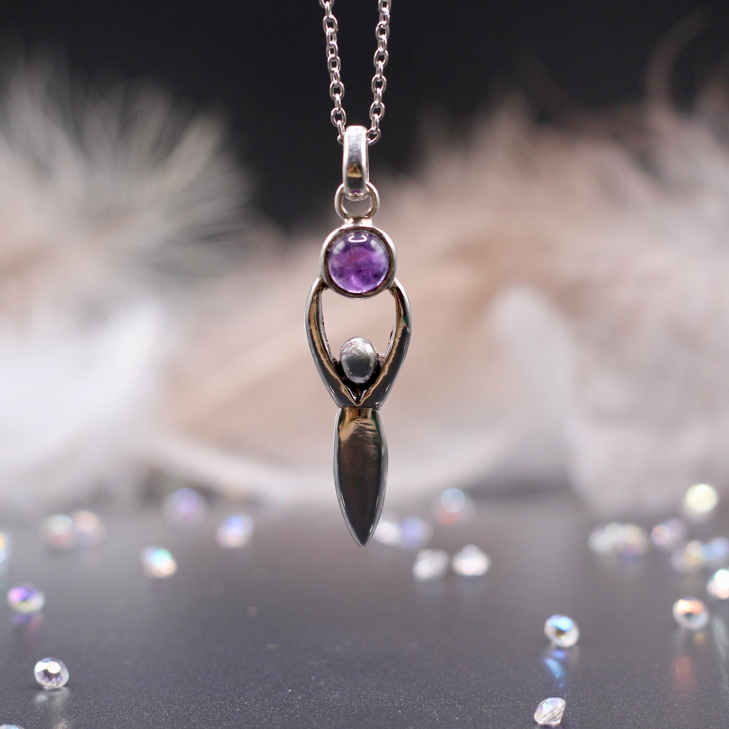 Ketting met 'Gaia, godin van de aarde' met Amethist