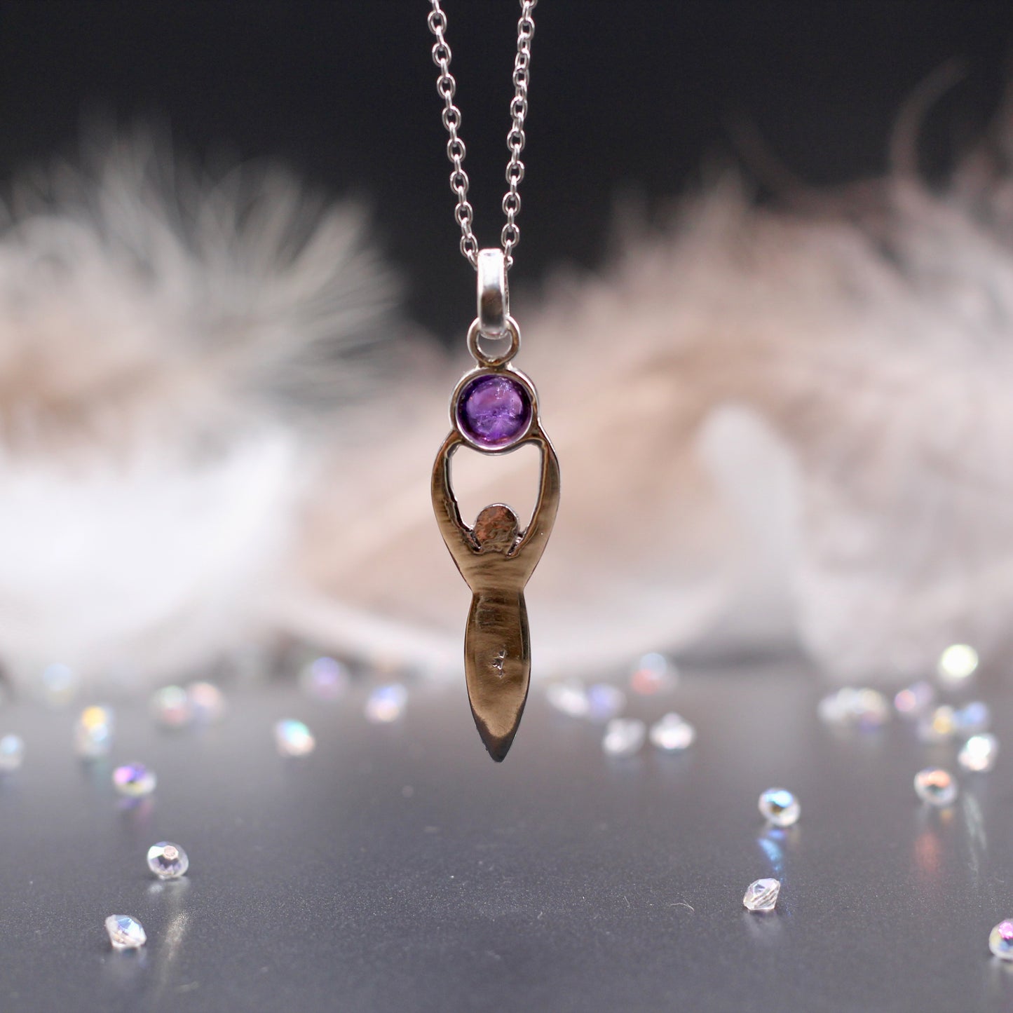 Ketting met 'Gaia, godin van de aarde' met Amethist