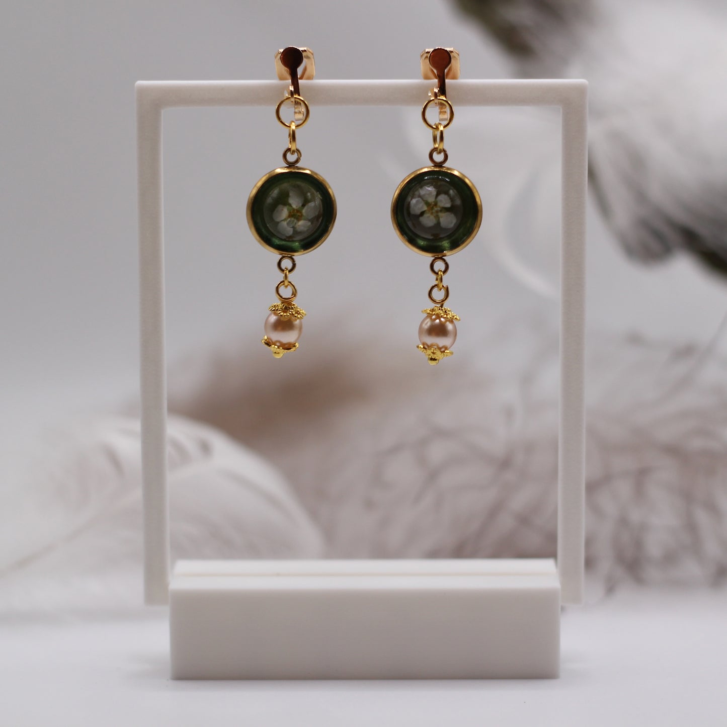 Oorbellen clips 'Green garden'