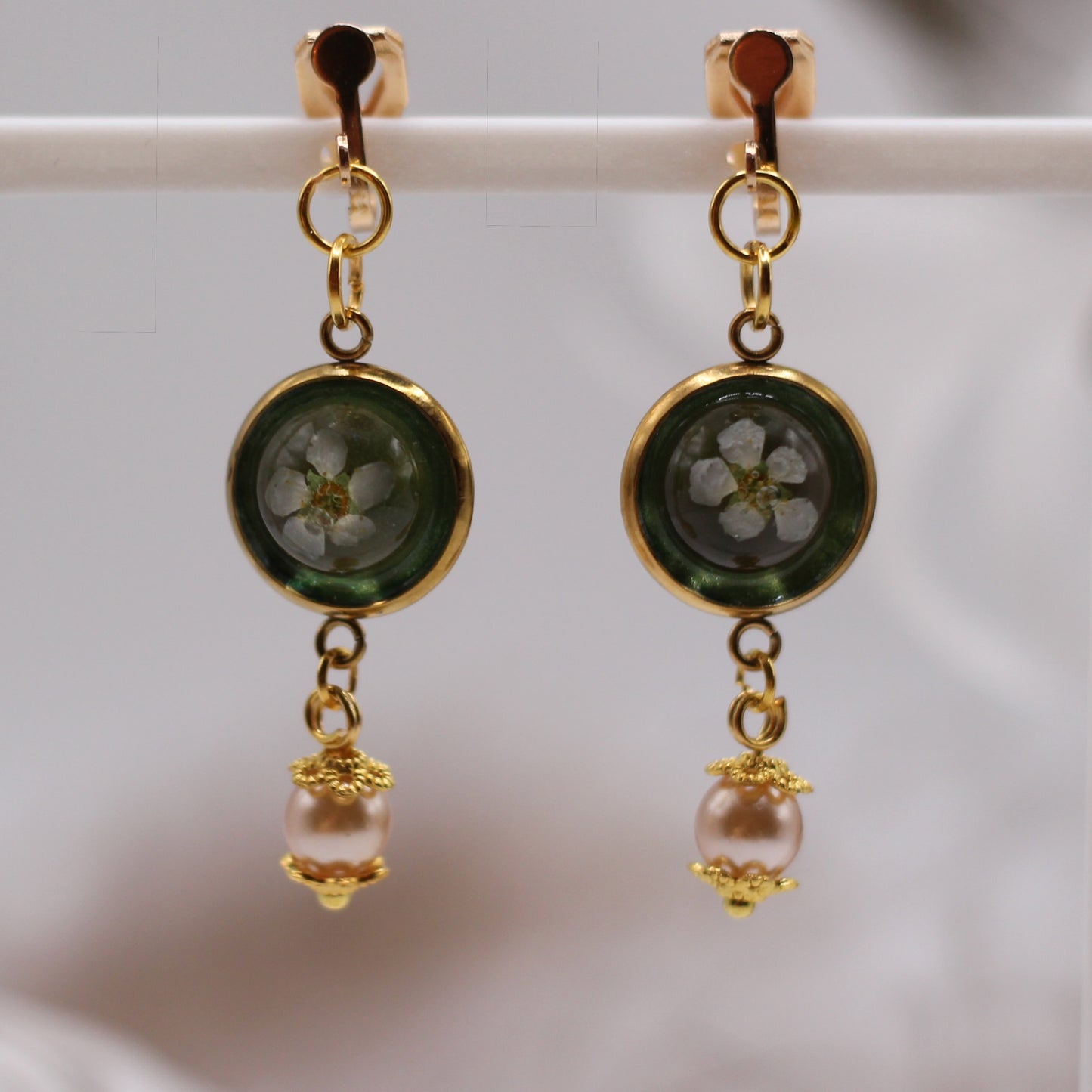Oorbellen clips 'Green garden'