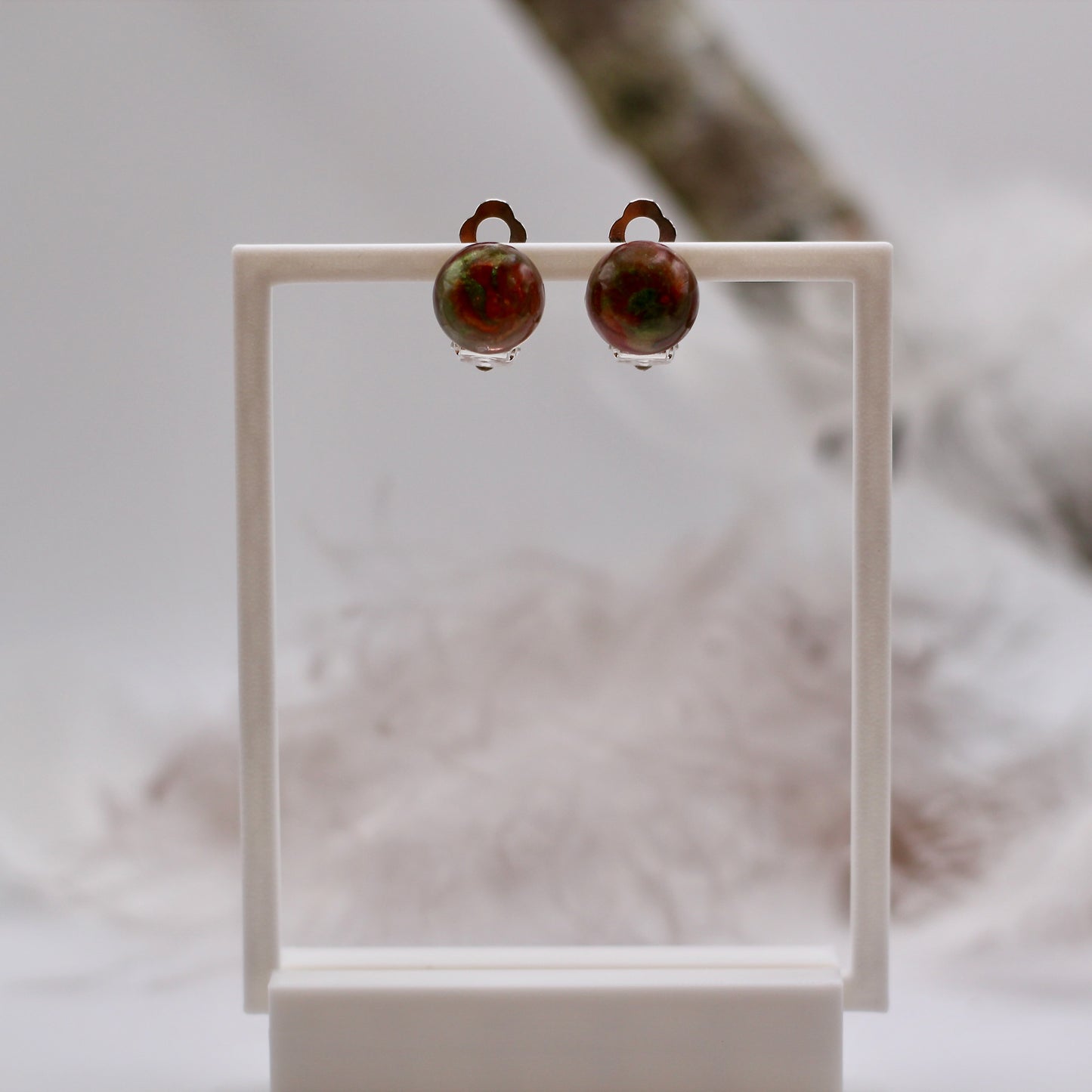 Oorbellen clips 'Marble'