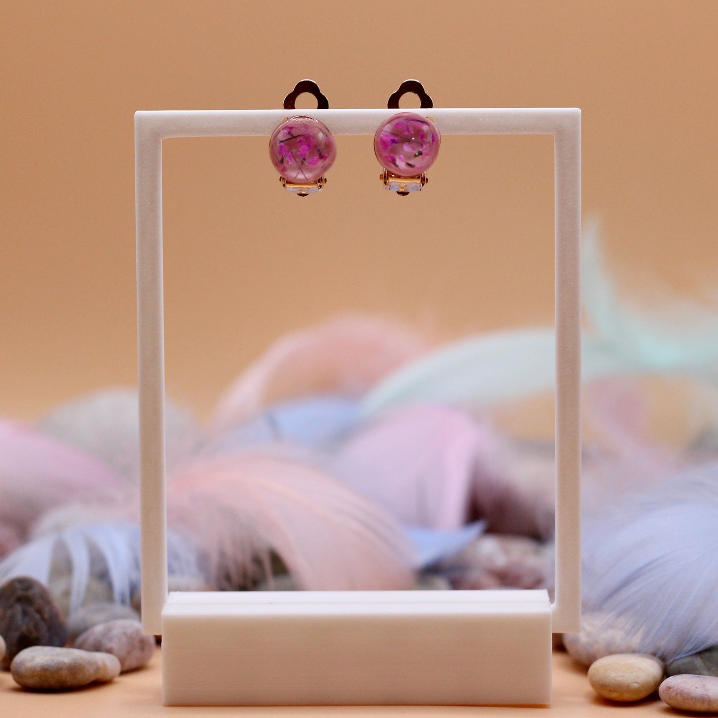 Oorbellen clips 'Pink Rose'