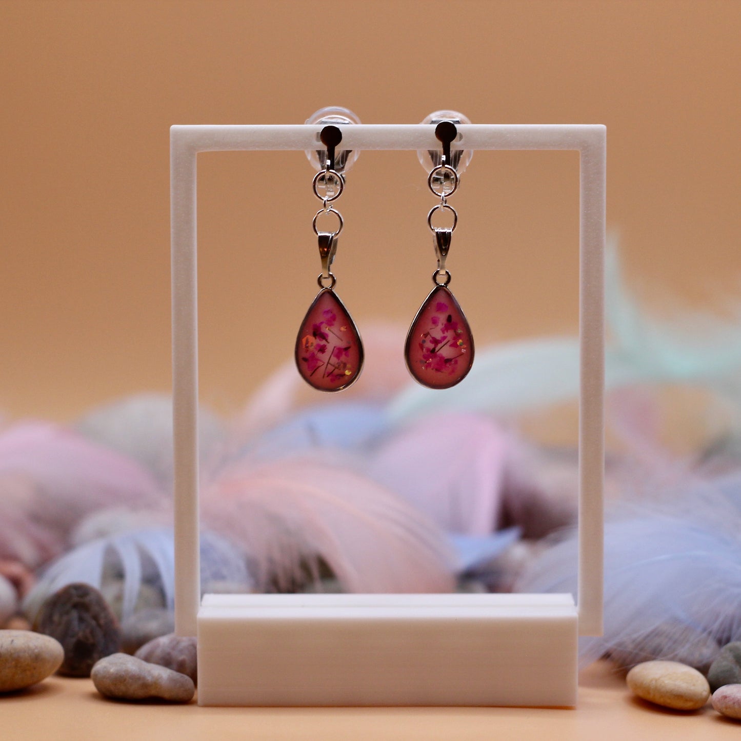 Clip-on earrings 'Rosefields'