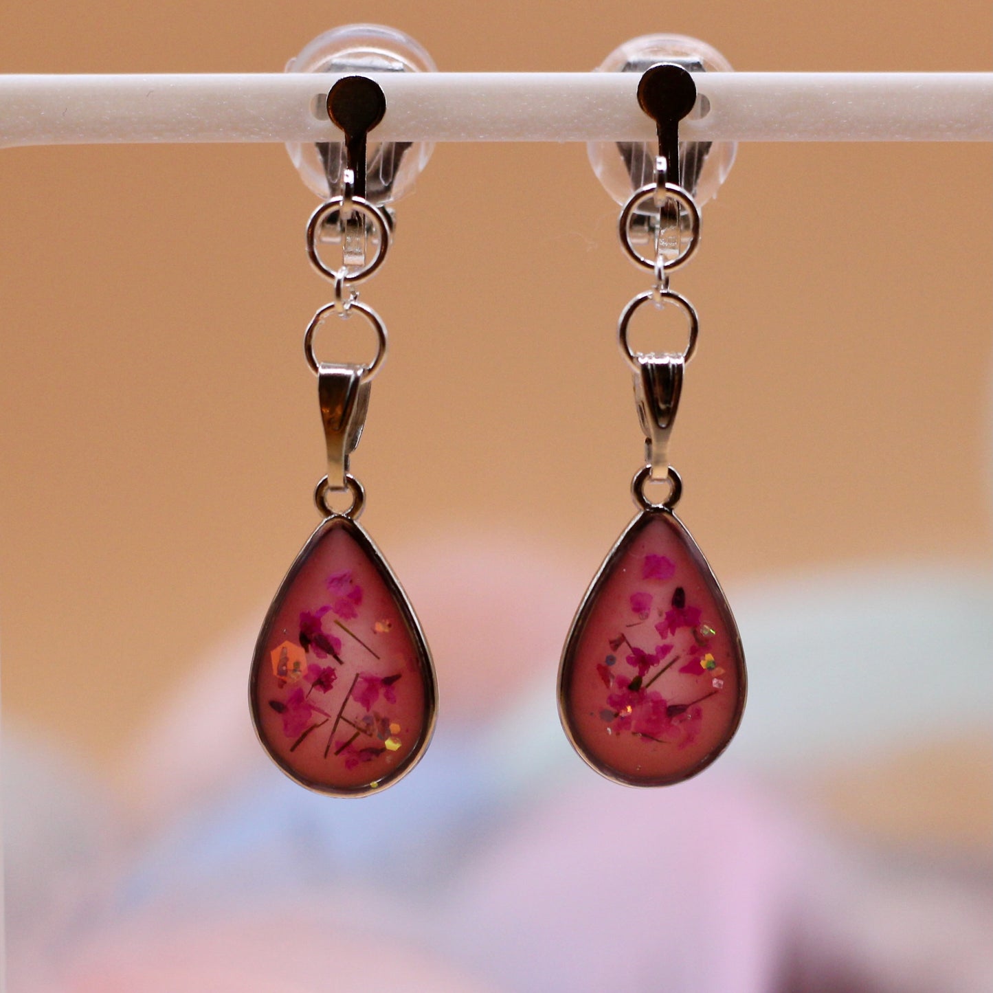 Clip-on earrings 'Rosefields'