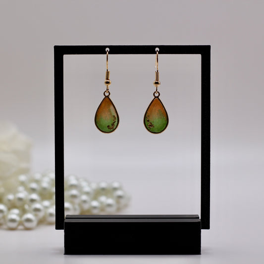 Oorbellen goud groene druppel