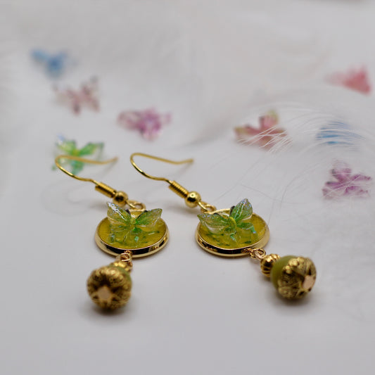 'Forest Glow' earrings with jade