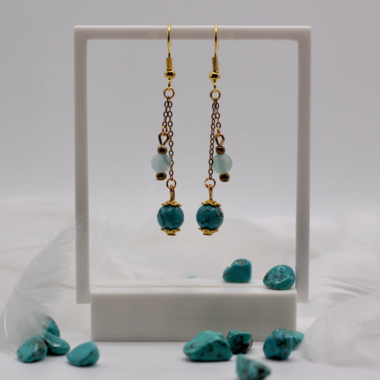 Oorbellen 'Turquoise Delight' met turquoise en agaat