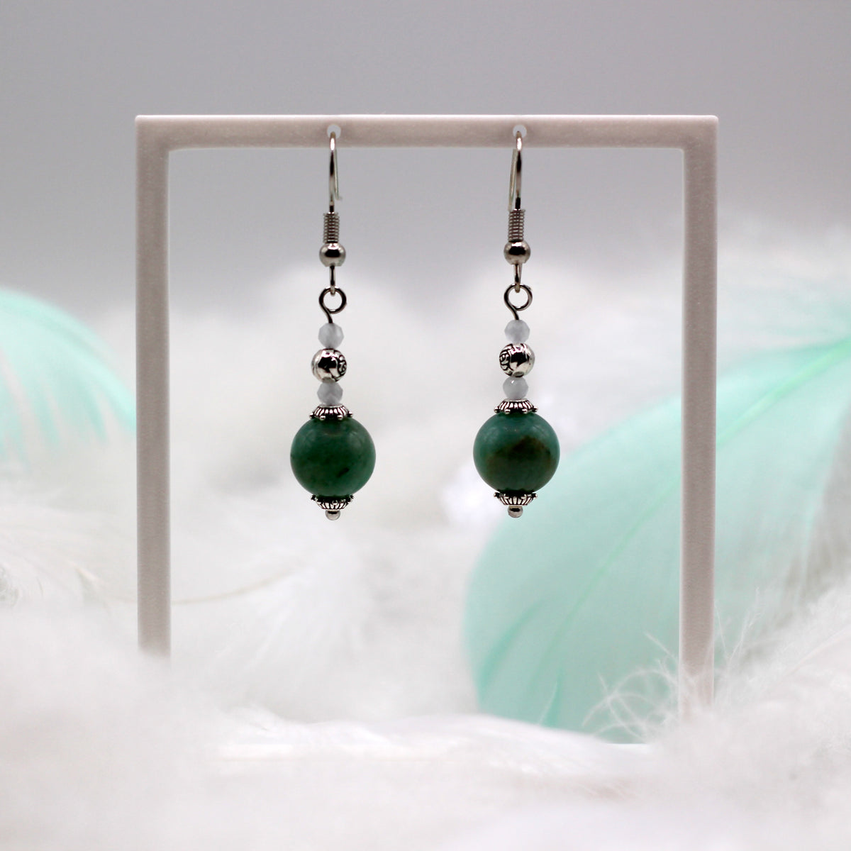 'Amazonite Bloom' earrings with amazonite