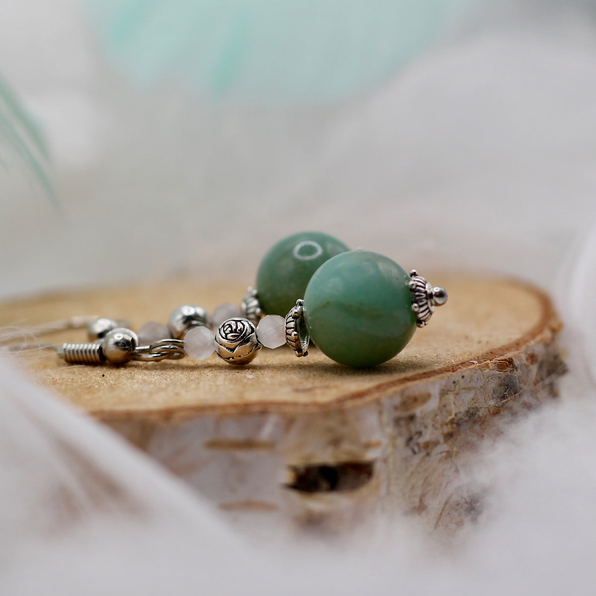 'Amazonite Bloom' earrings with amazonite