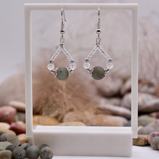 'Luna Dewdrops' earrings with labradorite and moonstone