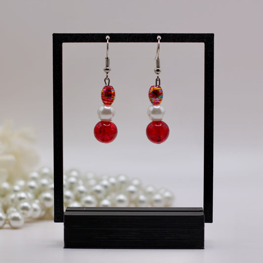 Oorbellen rood met parel