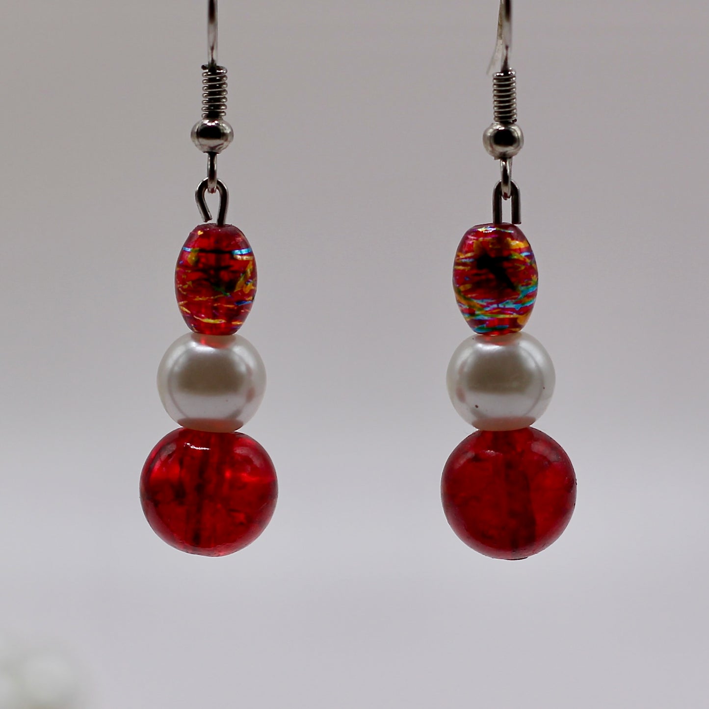 Oorbellen rood met parel