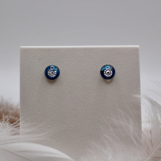Oorbellen stekers blauw met strass