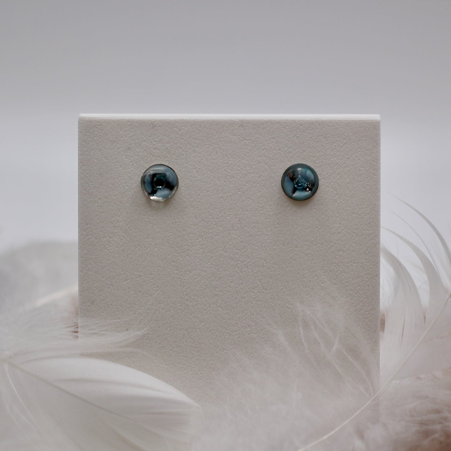 Oorbellen stekers transparant met blauw